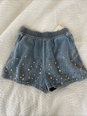 Sandro Embellished Blue Denim Women's Shorts